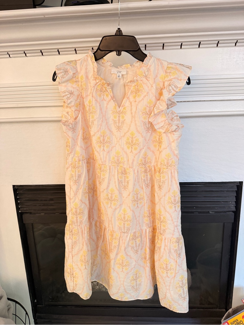 A loves a Girls' Yellow Floral Ruffle Sleeve Dress